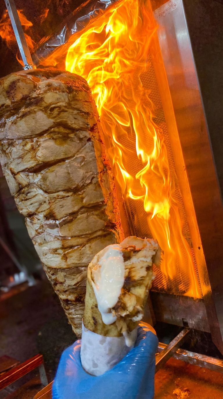 Arabic food spread with multiple dishes