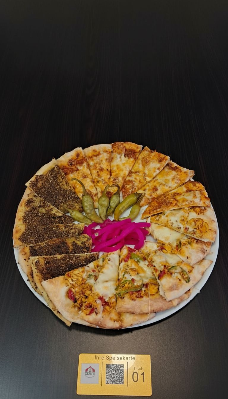 Arabic food spread with multiple dishes