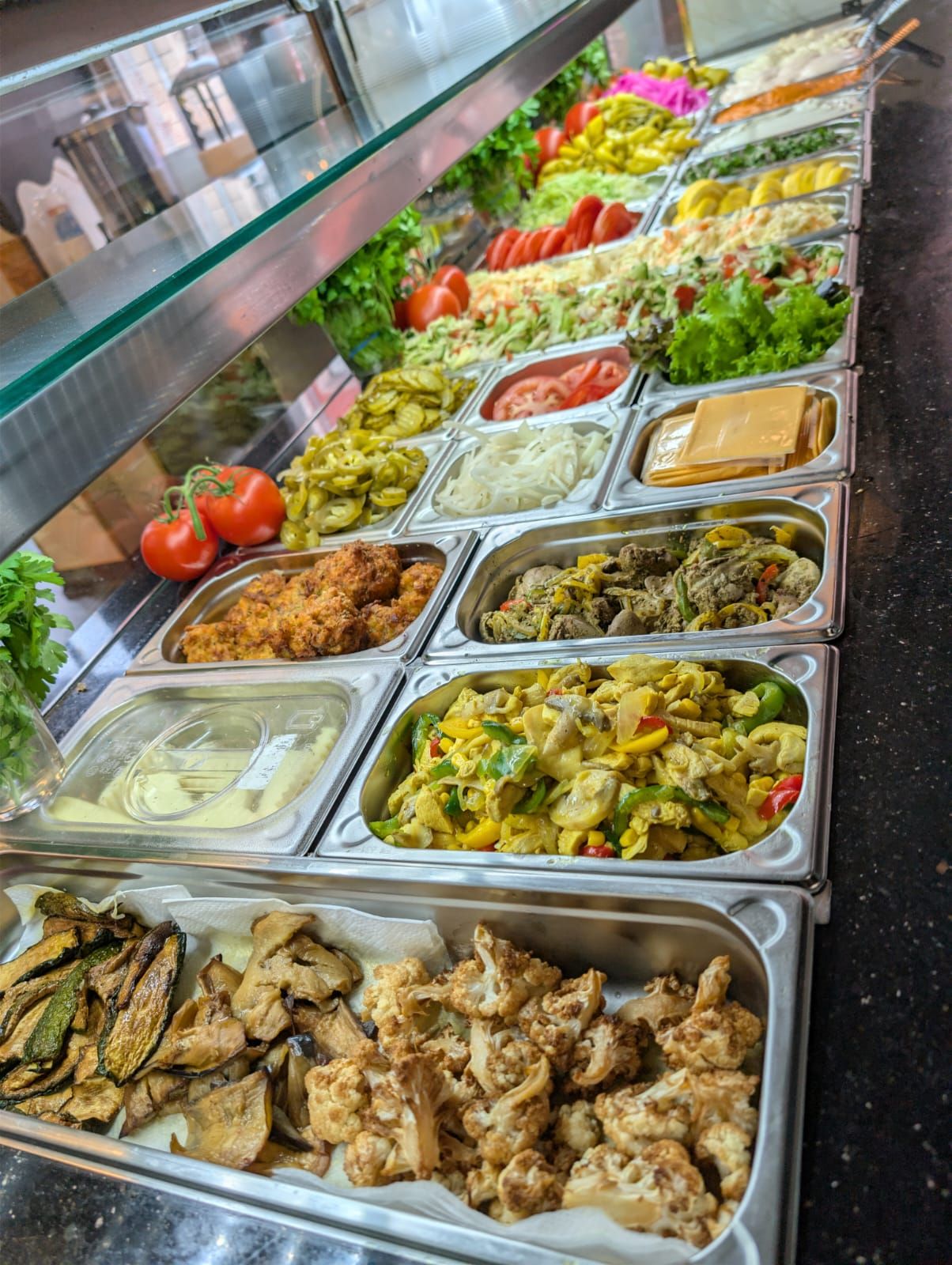Arabic food spread with multiple dishes