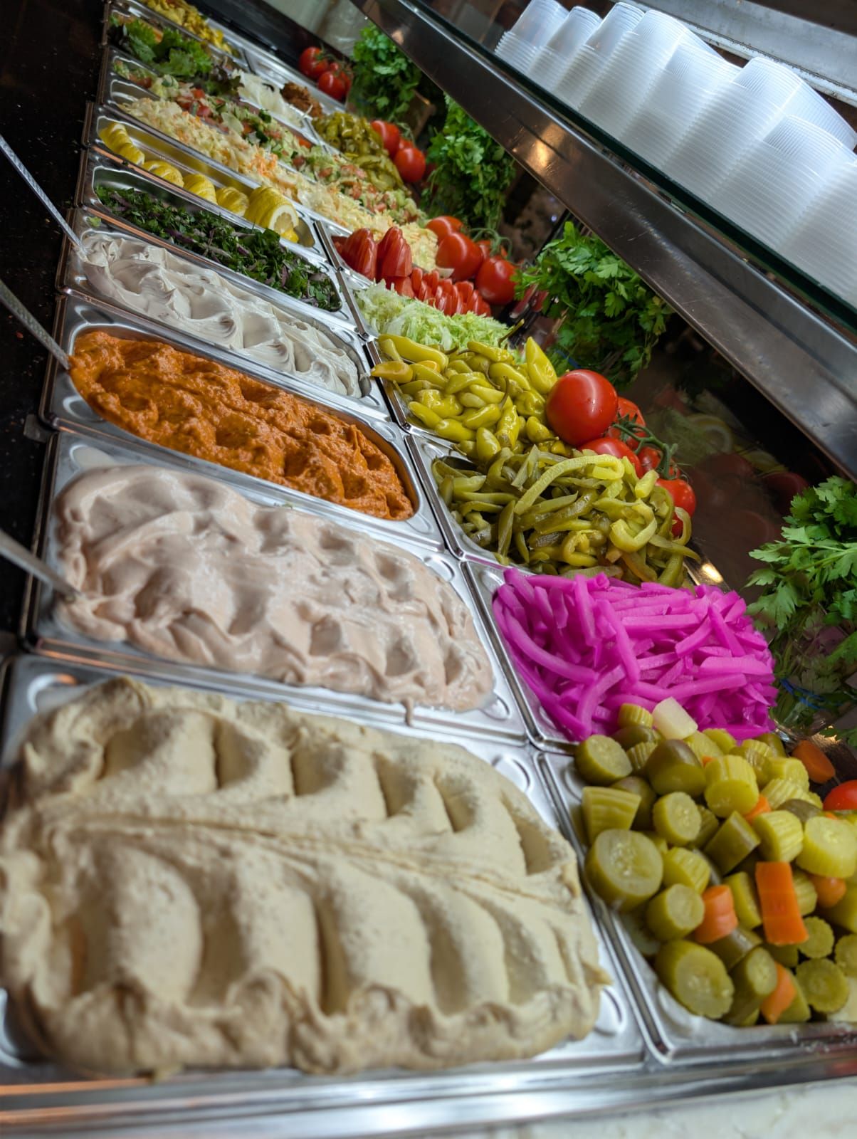 Arabic food spread with multiple dishes